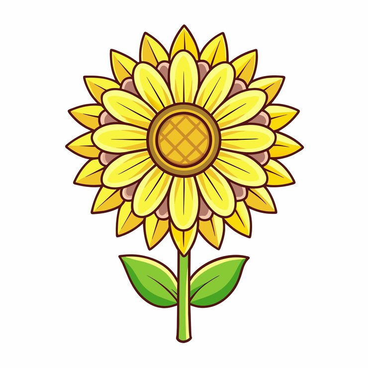 Vetor flor de girassol estilo de desenho animado icon vector clipart ilustração