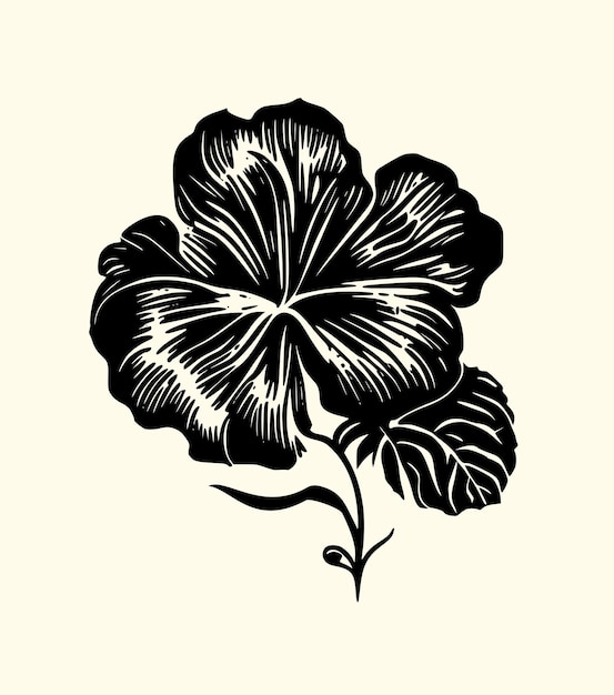 Vetor flor de hibisco tropical exótica gravura preta tatuagem silhueta desenho ilustraçãohawaiian