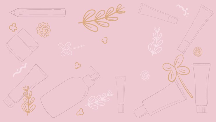Vetor flor de ilustração mínima de beleza floral e cosmética de fundo para promoção de banner