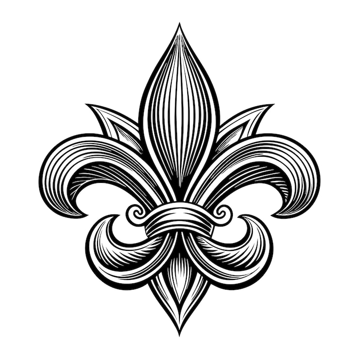 Vetor flor de lírio real ilustração vetorial de estilo gravado em preto e branco