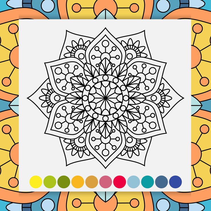 Vetor flor de mandala para adultos relaxantes livro para colorir.