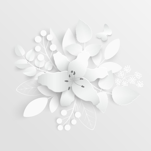 Flor de papel lírios brancos cortados de papel decorações de casamento buquê de noiva decorativo