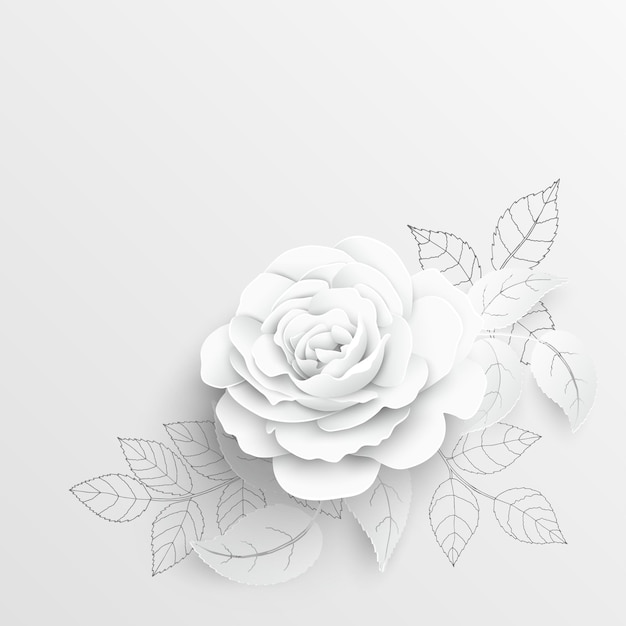 Flor de papel Rosas brancas cortadas de papel ilustração vetorial