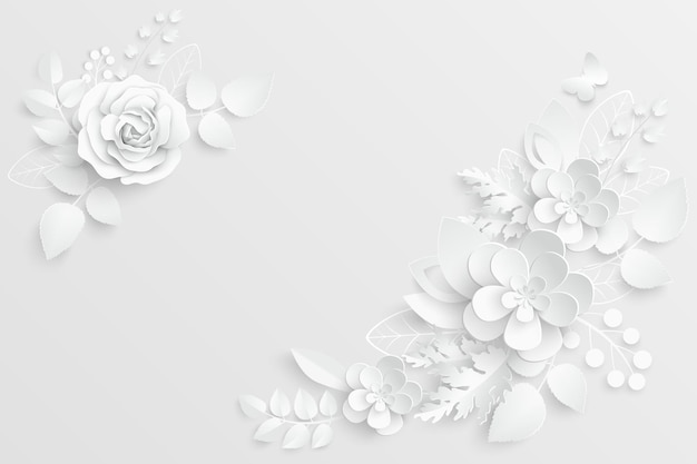 Flor de papel Rosas brancas cortadas de papel ilustração vetorial