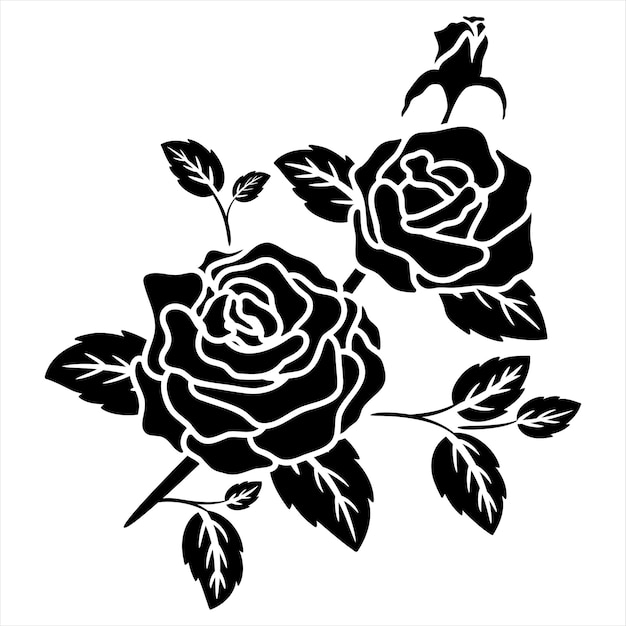 Flor de rosa com motivo preto de silhueta