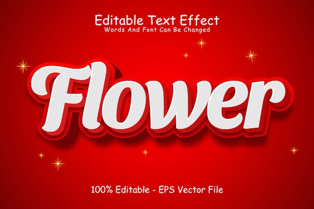 Flor de texto editável com efeito de 3 dimensões em relevo em estilo moderno