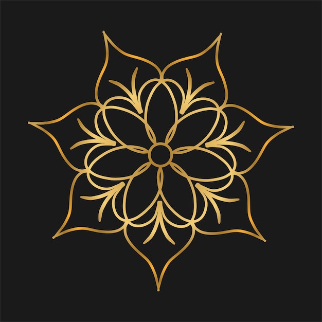 Flor decorativa dourada em fundo preto