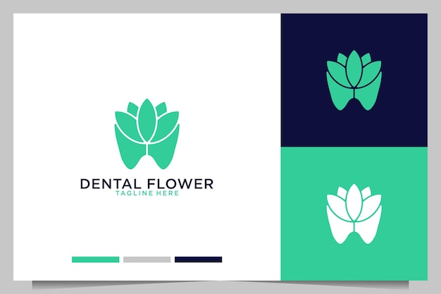 Flor dental com belo design de logotipo