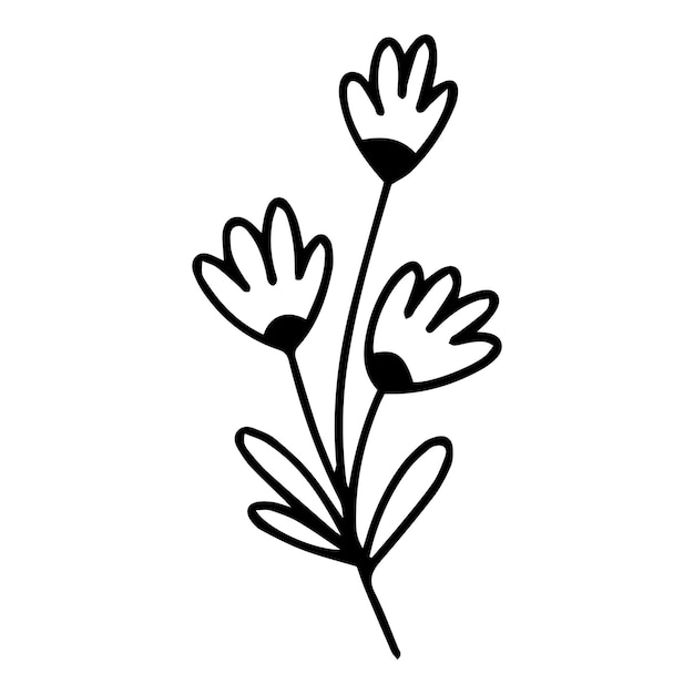 Flor desenhada à mão em estilo doodle vetor de uma linha