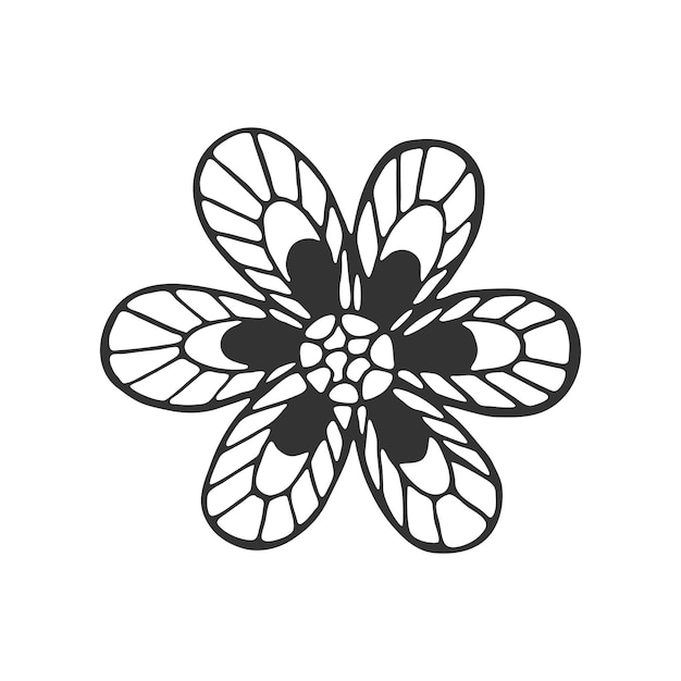 Flor desenhada à mão isolada no fundo branco Ilustração de desenho decorativo doodle Elemento floral vetorial