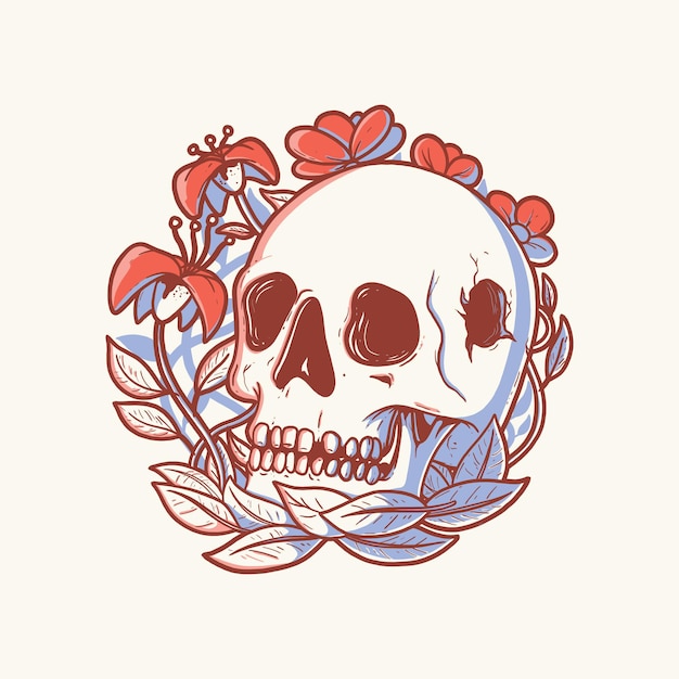 Flor do crânio. crânio, anatomia, estampa, design floral