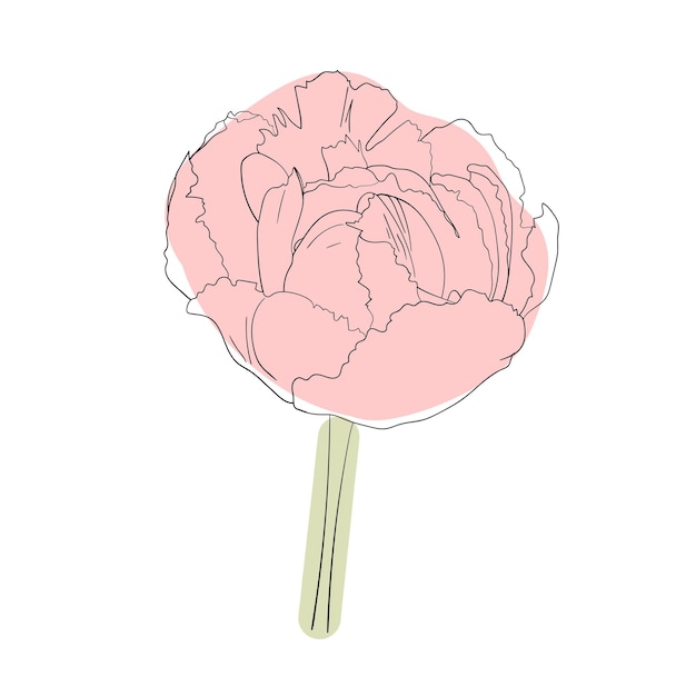 Flor do jardim. Desenho de linha. Ilustração em vetor. Elemento de página para colorir. Desenho floral.