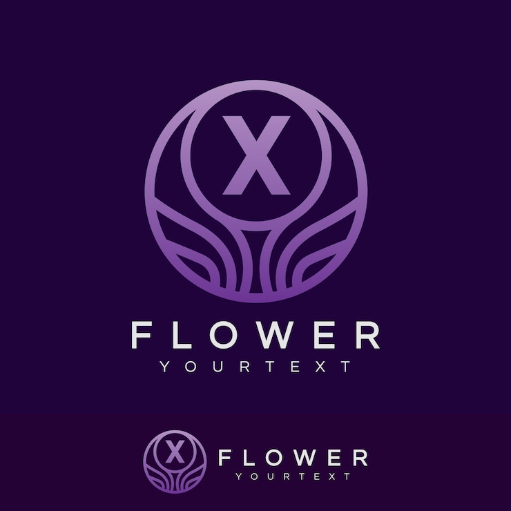 Vetor flor inicial design da letra x logo