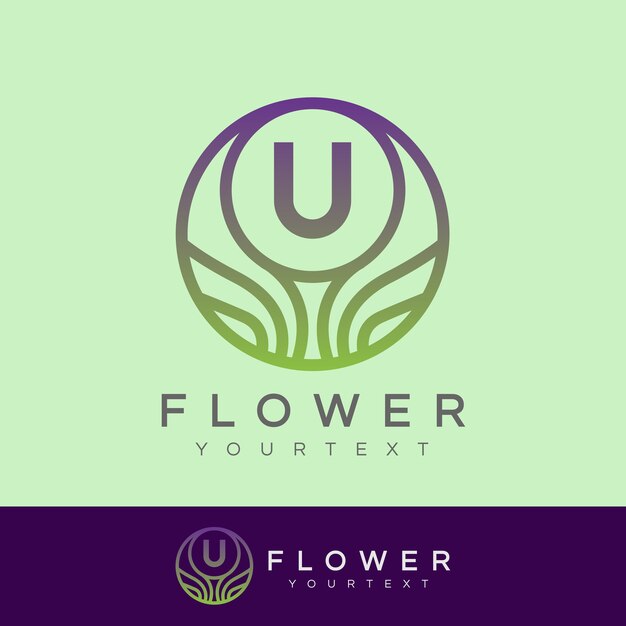 flor inicial letra U design do logotipo