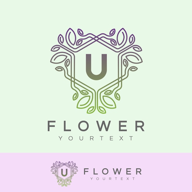 flor inicial letra U design do logotipo