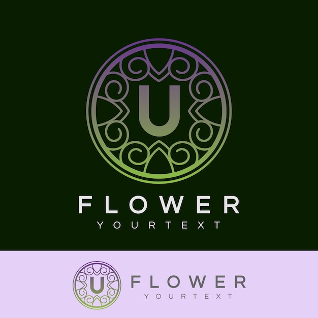 flor inicial letra U design do logotipo