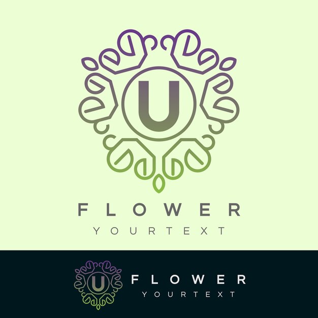 Flor inicial letra u design do logotipo