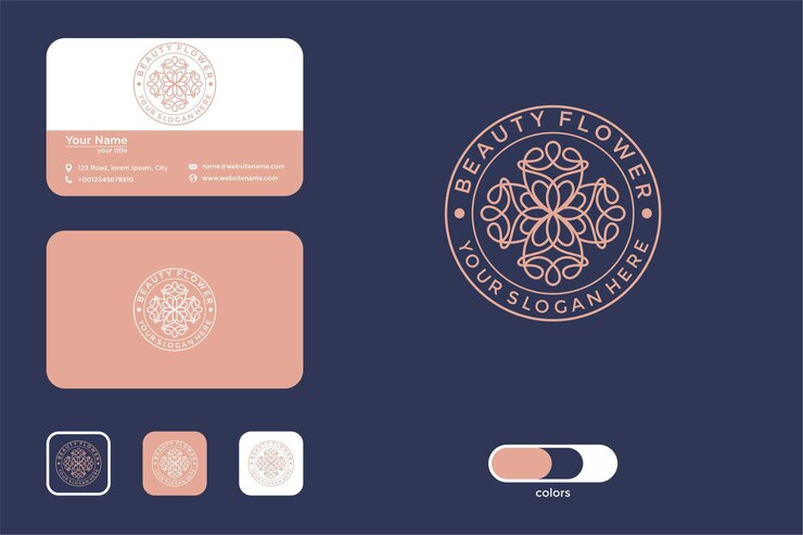 Vetor flor linha arte logo design vintage