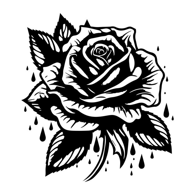 Vetor flor linha arte preto e branco ilustração desenhada à mão