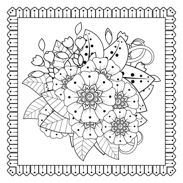 Flor mehndi para decoração de tatuagem de henna mehndi ornamento decorativo em estilo oriental étnico