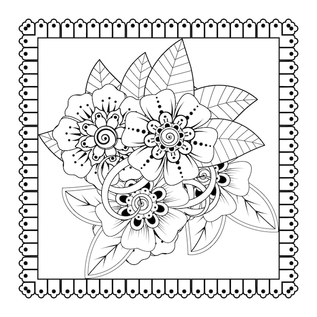 Flor mehndi para decoração de tatuagem de henna mehndi ornamento decorativo em estilo oriental étnico