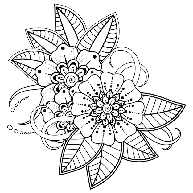 Flor mehndi para henna, mehndi, tatuagem, decoração. ornamento decorativo em estilo étnico oriental.