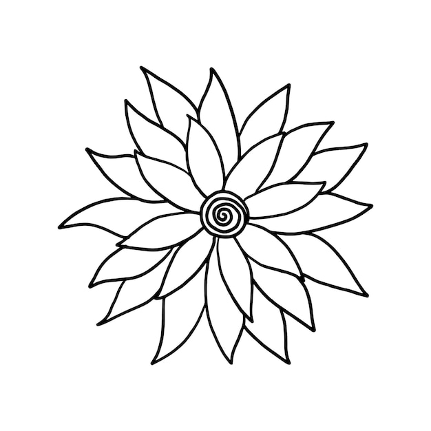 Flor na mão desenhada estilo doodle esboço floral isolado no fundo branco