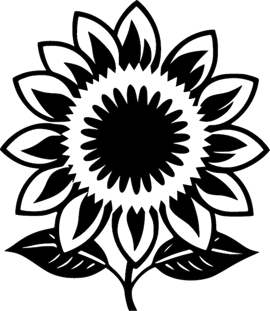 Flor preto e branco isolado ícone vetor ilustração
