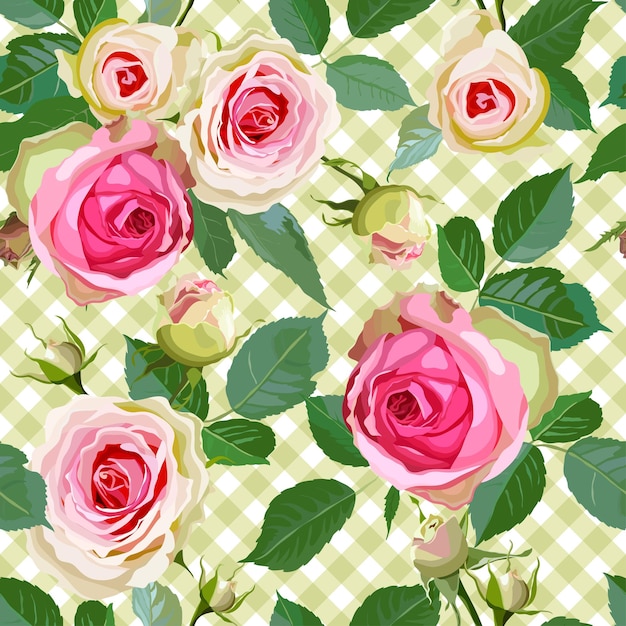 Flor rosa rosa marcada sem costura padrão
