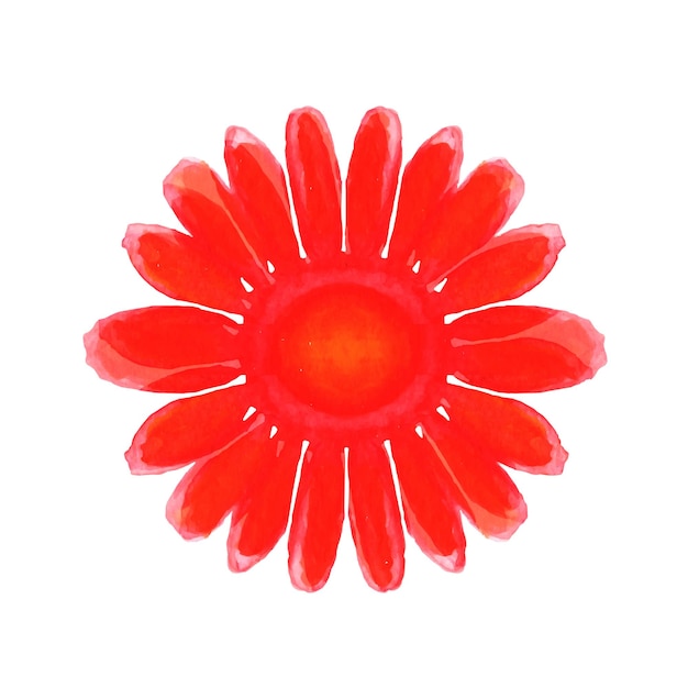 Vetor flor vermelha em aquarela