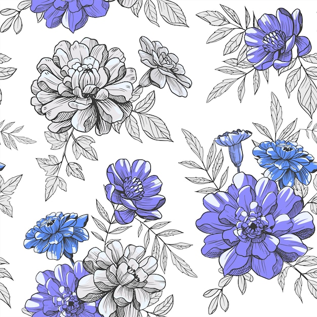 Floral, flores, padrão sem emenda. ilustração vetorial. têxtil, tecido, design floral de superfície