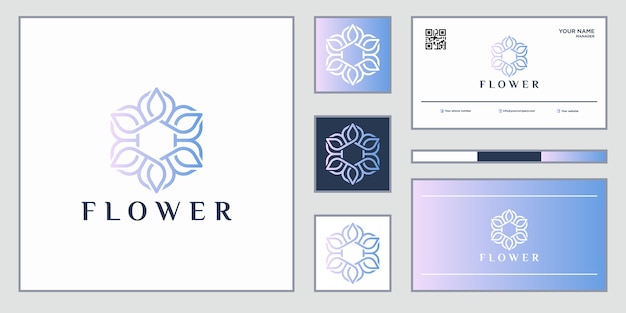 Flores abstratas elegantes que inspiram beleza, ioga e spa. design de logotipo e cartão de visita