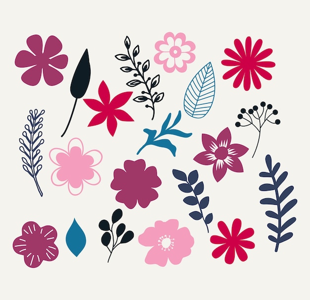 Vetor flores brilhantes vector clipart floral