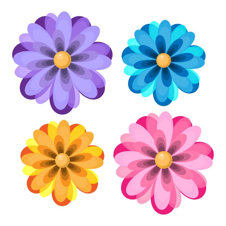 Vetor flores coloridas em 3d