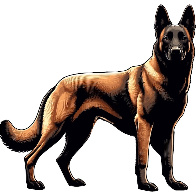 Vetor flores de cachorro belga malinois vector style