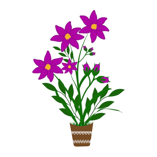 Flores de cor roxa no topo da ilustração vetorial de gráficos de design floral