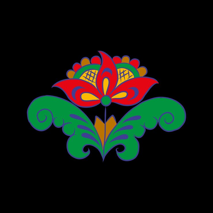 Vetor flores de fantasia floral botânicas de estilo de arte popular e impressão botânica. ilustração vetorial