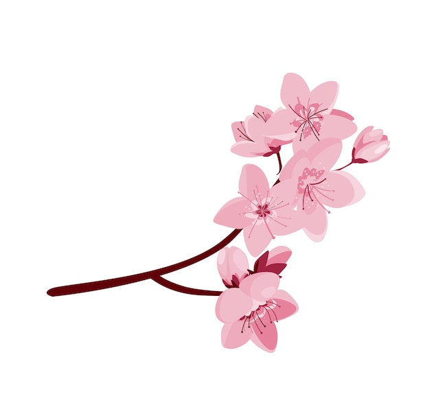 Vetor flores de flor de cerejeira conceito o estilo plano desta ilustração de flor de cerejeira