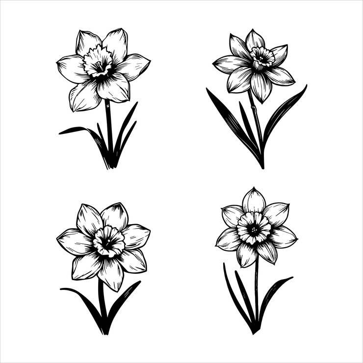 Vetor flores de narcisos svg bundle