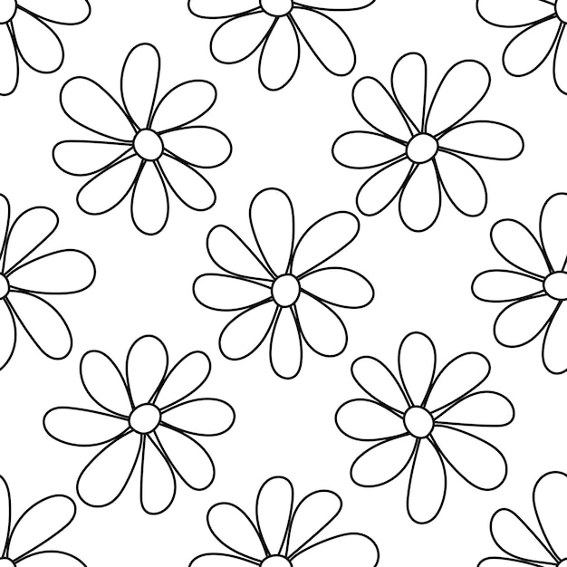 Flores de páscoa vetor planta padrão linha doodle