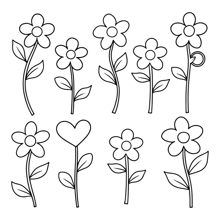 Vetor flores e formas de desenho animado bonitas ícones margarida floral forma orgânica estrela de nuvem e outros elementos em estilo brutal brincalhão à moda