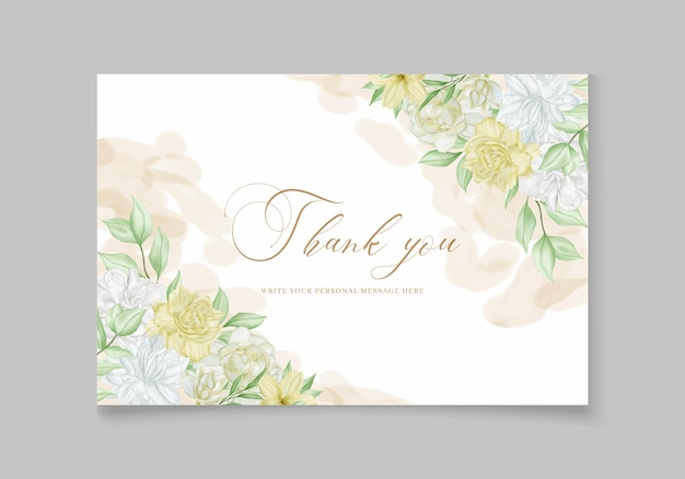 Flores em aquarela vintage em cartão de agradecimento de casamento