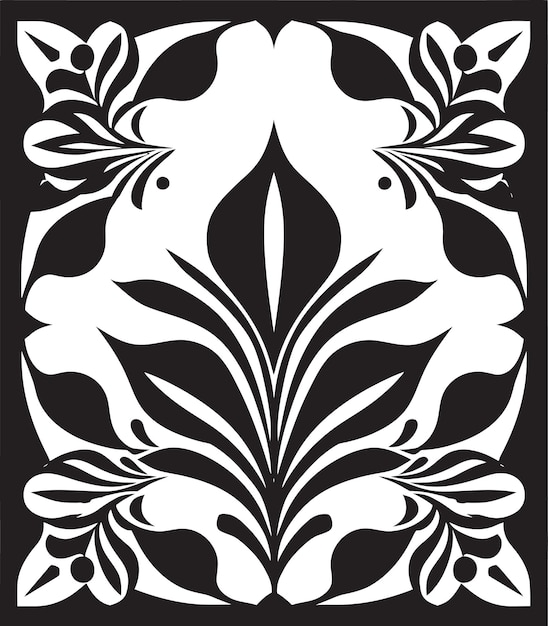 Vetor flores estruturadas azulejos geométricos logotipo flores tesseladas emblema vetorial preto