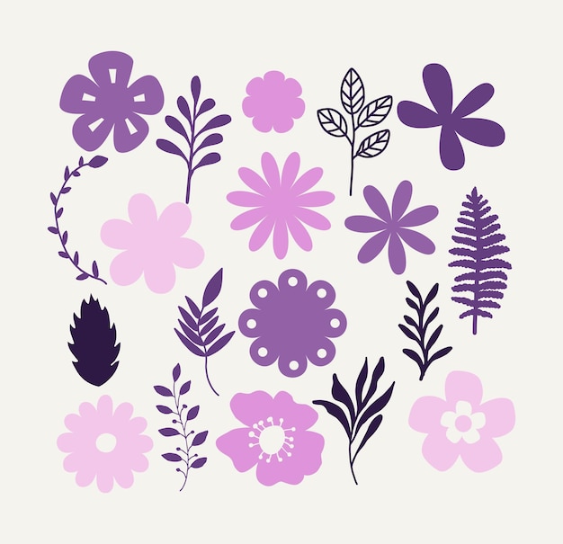 Vetor flores roxas vector clipart floral