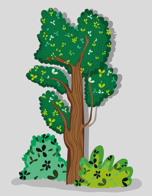 Floresta de árvores isoladas vector design gráfico ilustração