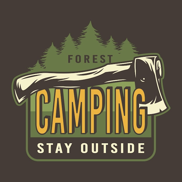 Floresta de machado de acampamento para camping e expedição de viagens ao ar livre ou impressão de camiseta