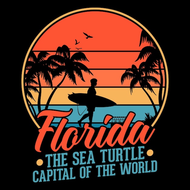 Flórida, a capital mundial das tartarugas marinhas, design de camiseta ou pôster para amantes de aventura