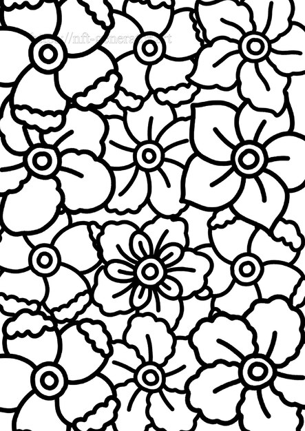 Flower doodle coloring book para crianças educacionais ou estudando