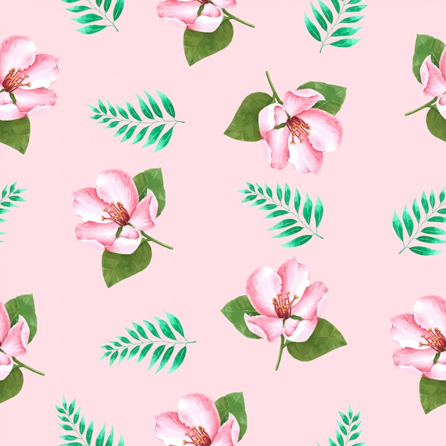 Flower summer seamless pattern em aquarela