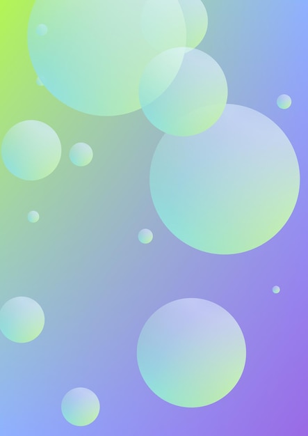 Fluido holográfico com círculos radiais. Formas geométricas em fundo gradiente. Modelo moderno hipster para pôster, capas, banners, panfletos, relatório, folheto. Fluido holográfico mínimo em cores neon.